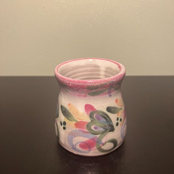 Hand Crafted Studio Art Pottery Mug Hand Painted Abstract Floral ~ Artist Signed - Picture 6 of 15